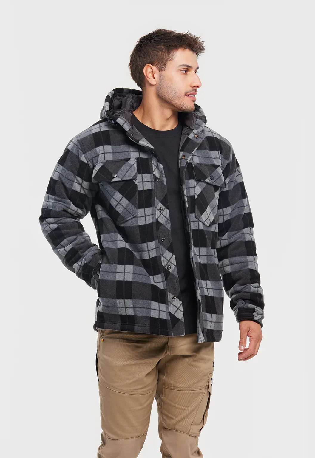 Active Work Jacket - Grey Black Plaid