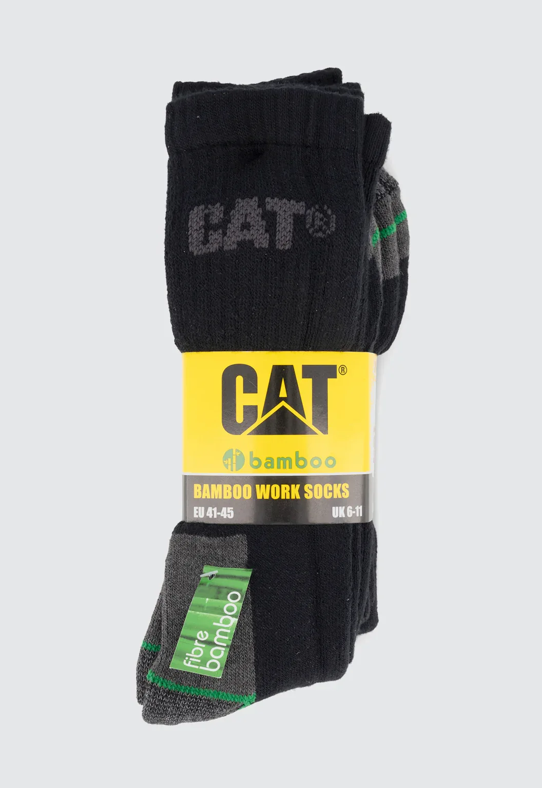 CAT Bamboo Sock 3 Pack Black Medium UK 6-11