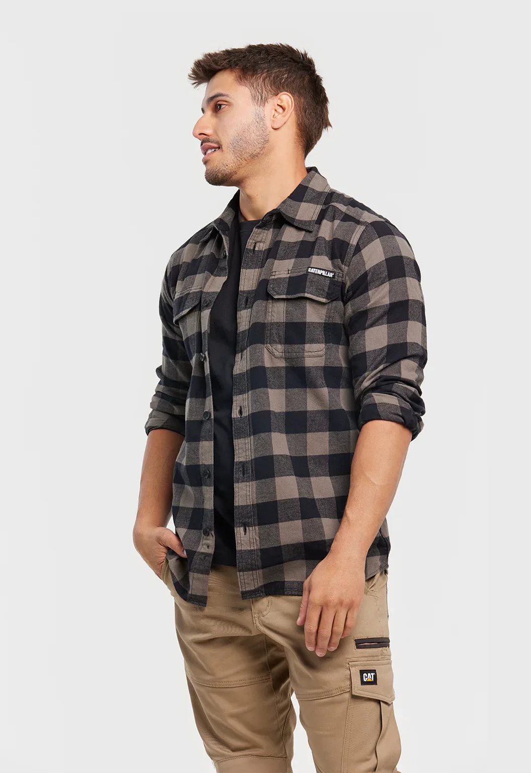 Buffalo Check Work Shirt - Charcoal Black - Image 3