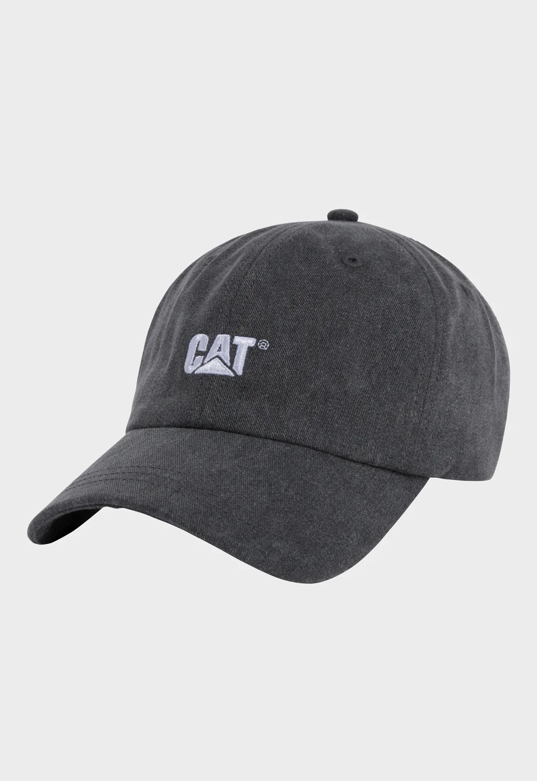 CAT 6 Panel Unstructured Logo Hat - Pitch Black/White