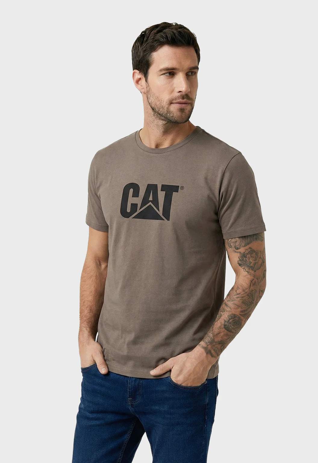 CAT Logo Tee - Fossil/Black