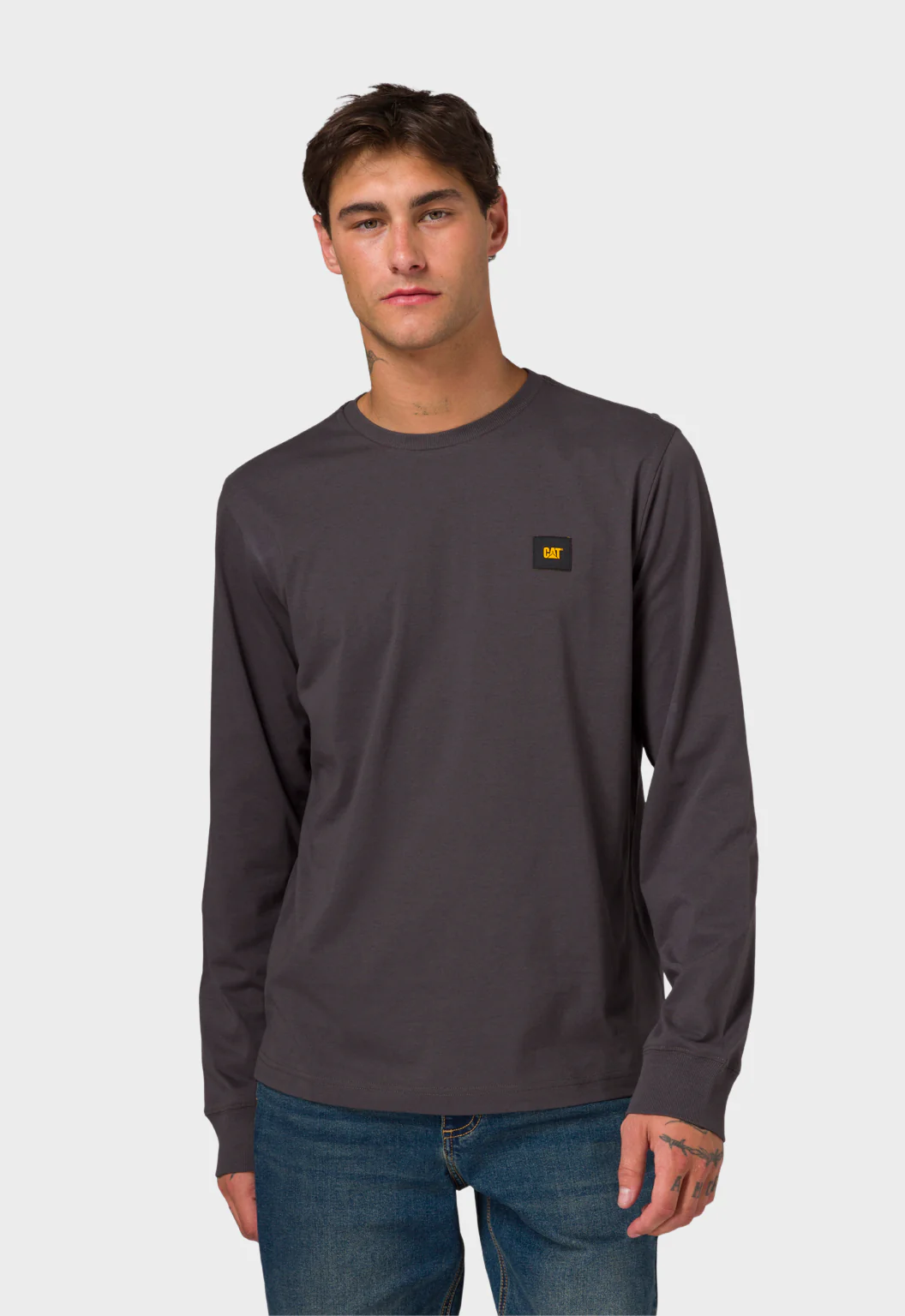CAT Patch Long Sleeve Tee - Washed Black