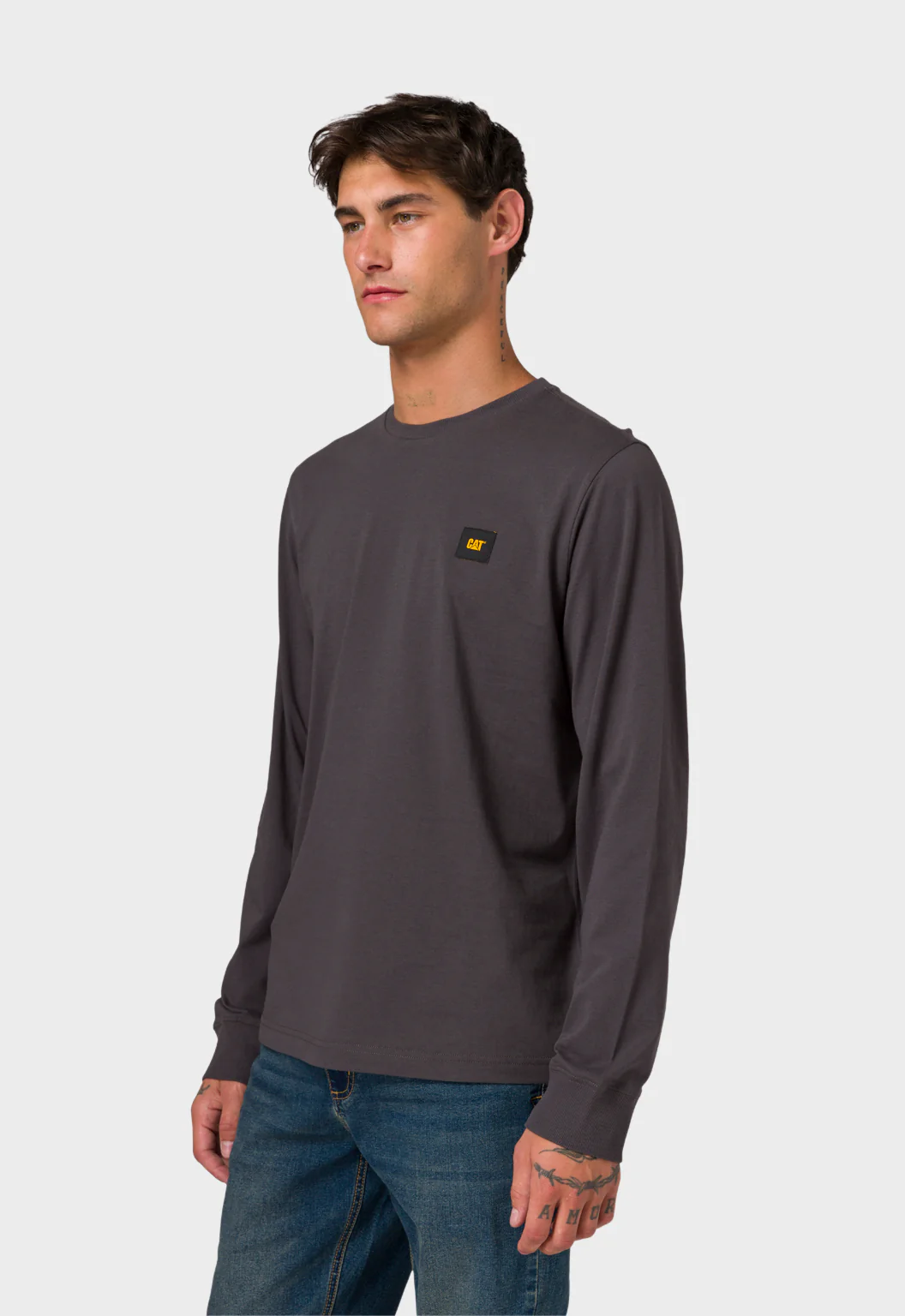 CAT Patch Long Sleeve Tee - Washed Black - Image 2