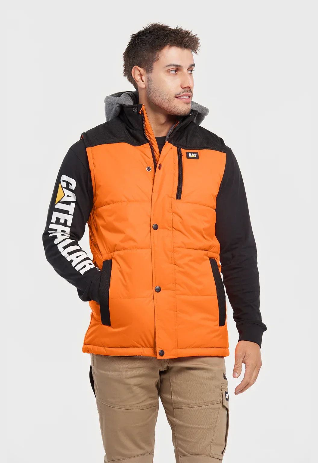 Hi-Vis Hooded Work Vest - Orange