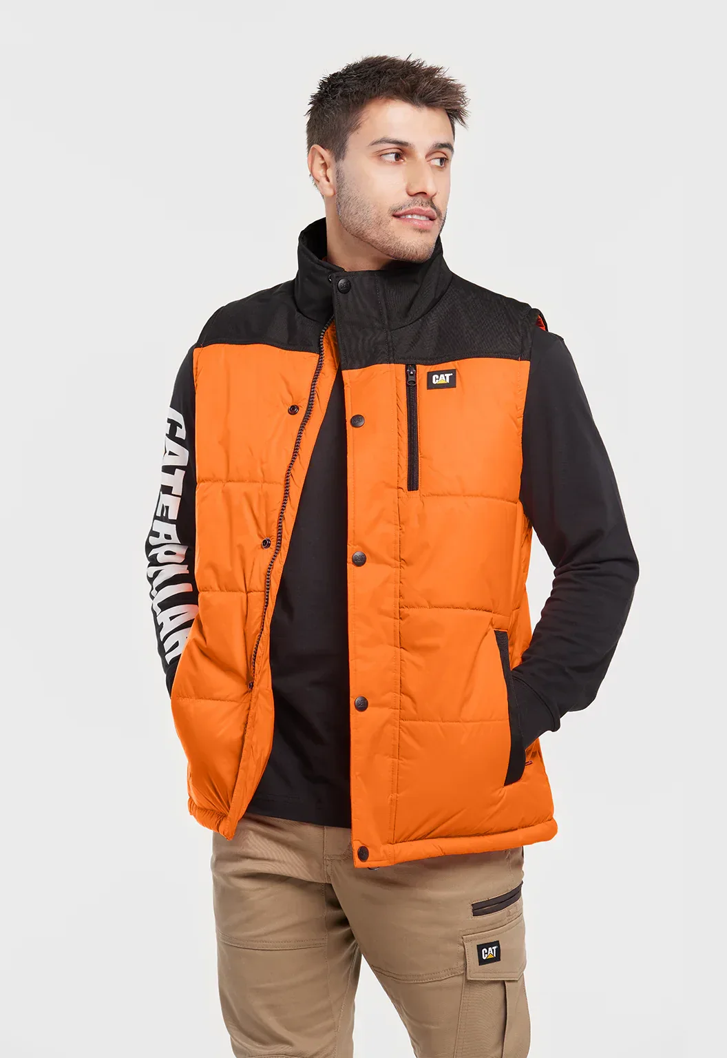 Hi-Vis Hooded Work Vest - Orange - Image 3