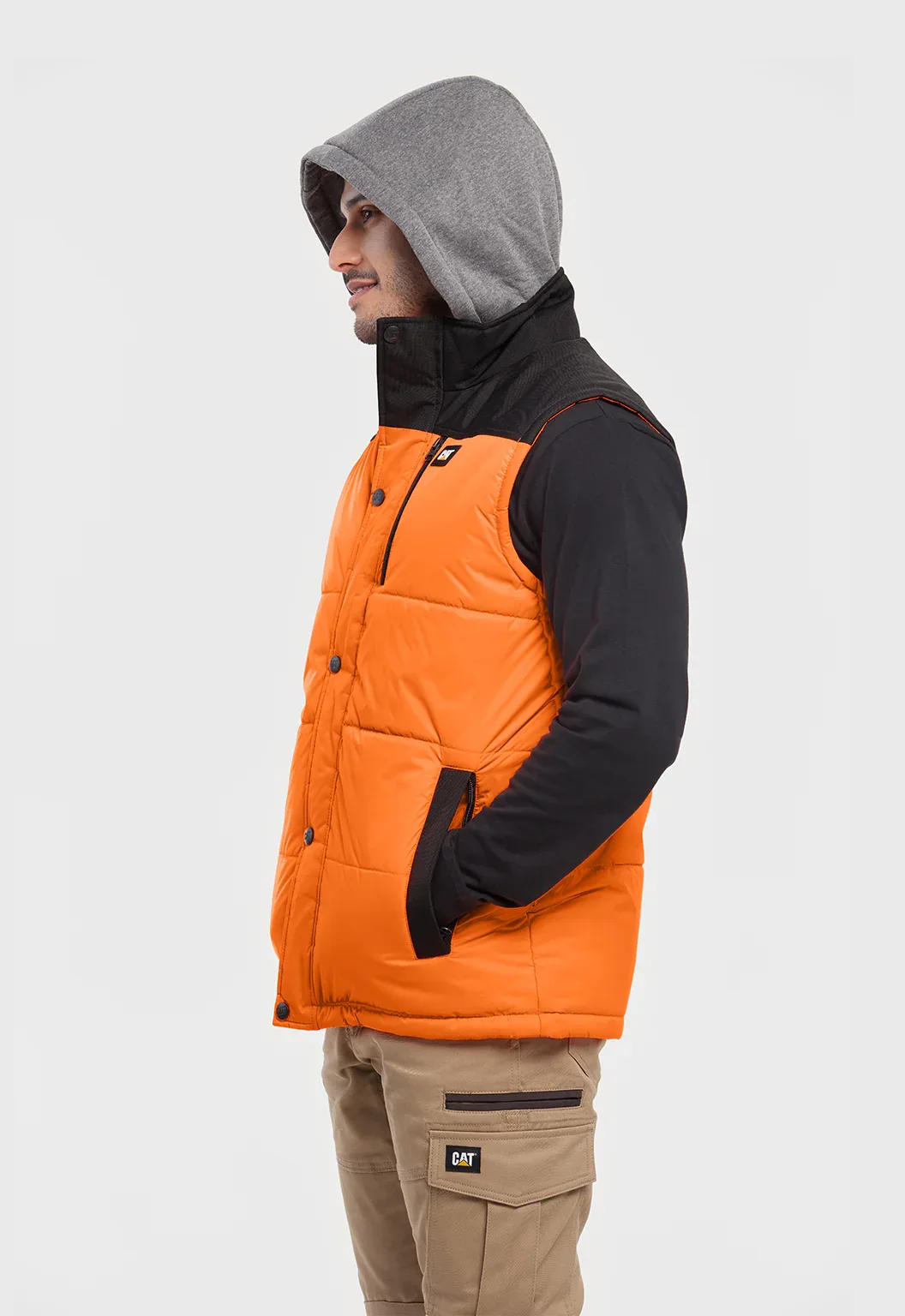 Hi-Vis Hooded Work Vest - Orange - Image 5