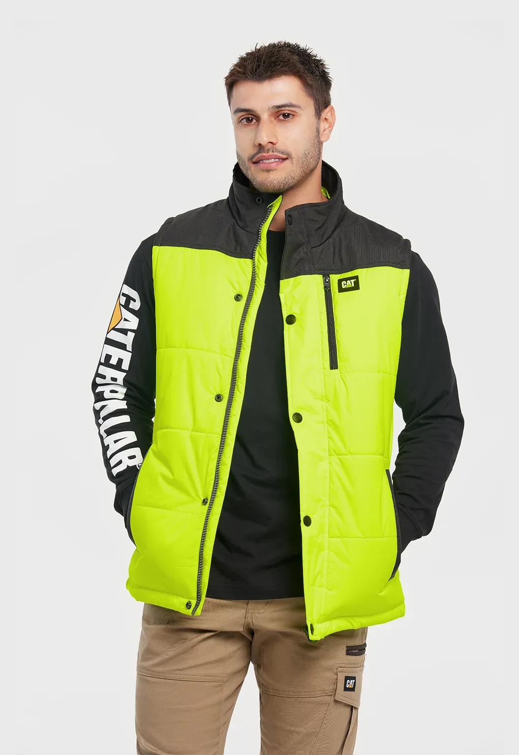 Hi-Vis Hooded Work Vest - Yellow - Image 2