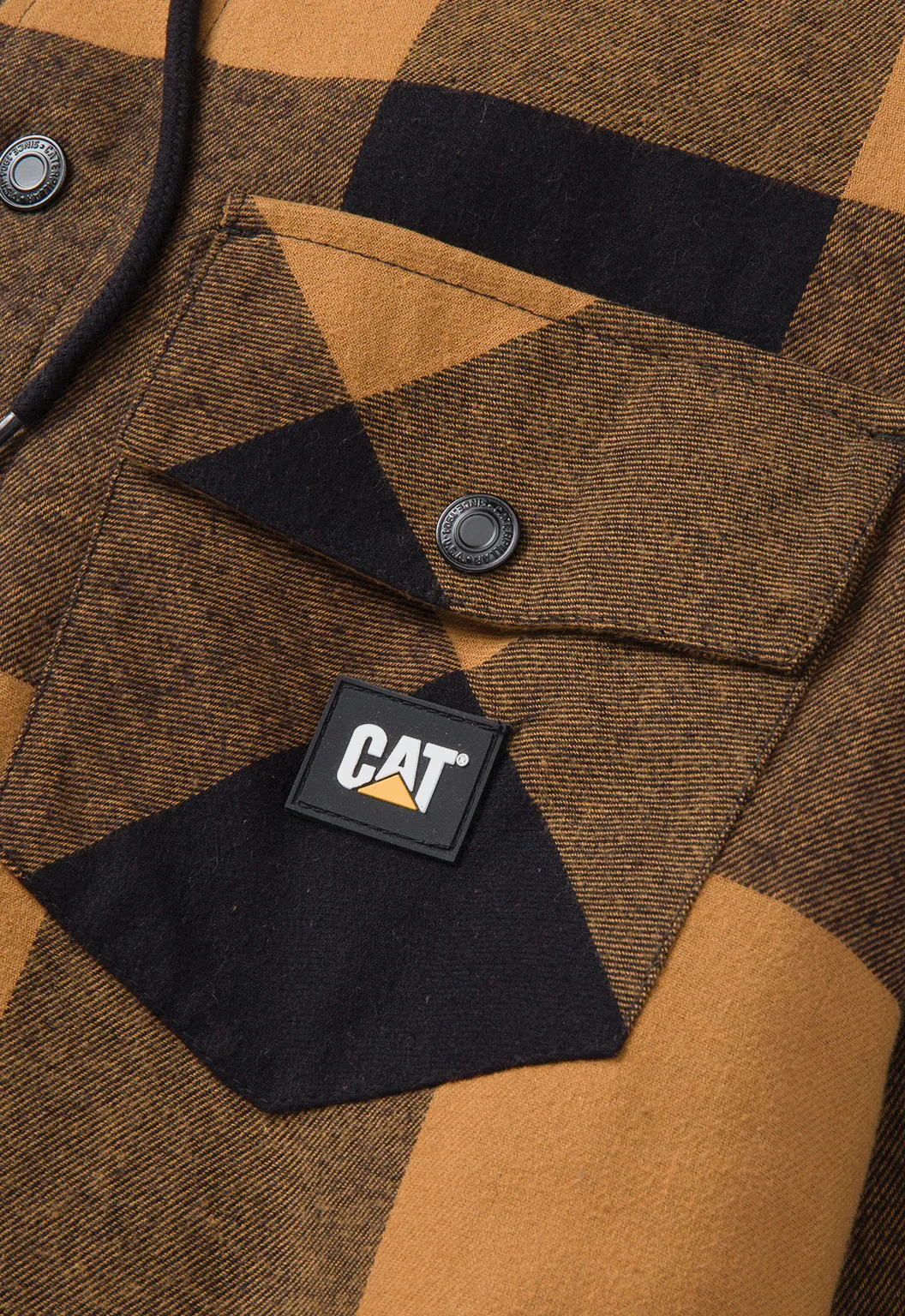Hooded Flannel Shirt Jacket - Black Bronze - Image 5