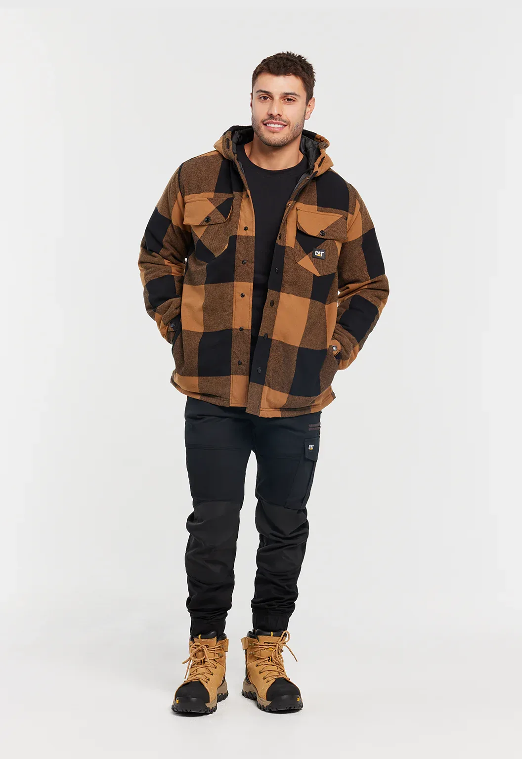 Hooded Flannel Shirt Jacket - Black Bronze - Image 7