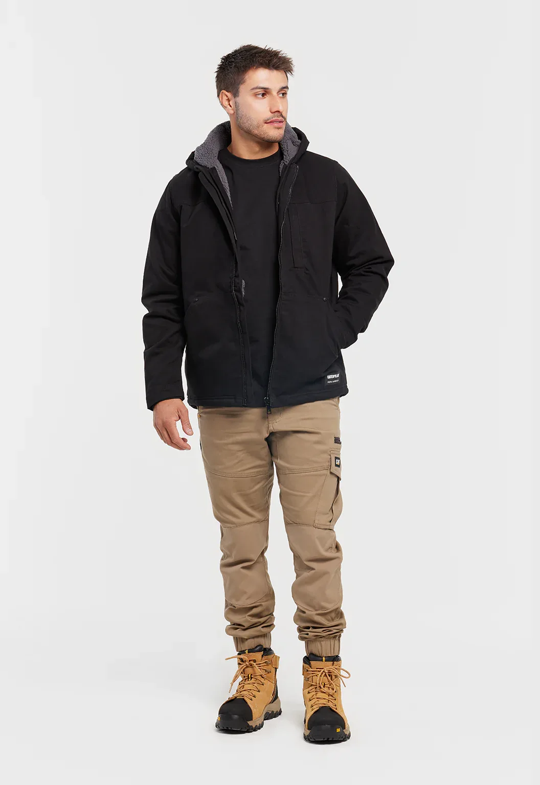 Hooded Sherpa Lined Jacket - Black - Image 5