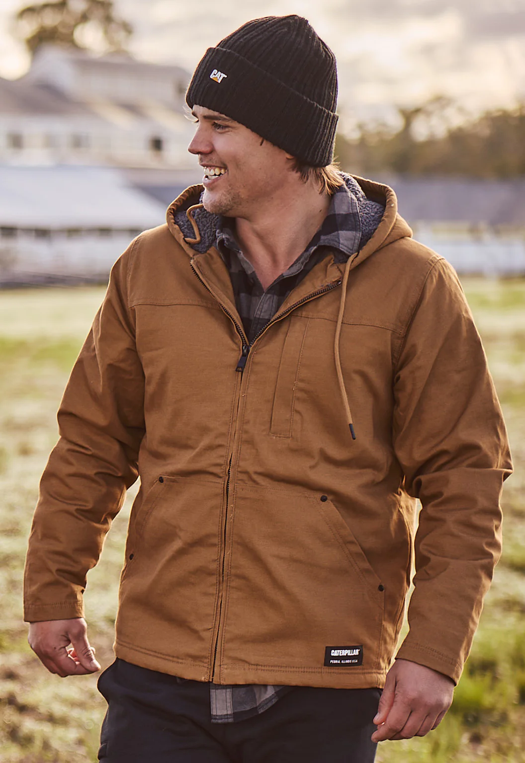 Hooded Sherpa Lined Jacket - Bronze - Image 2