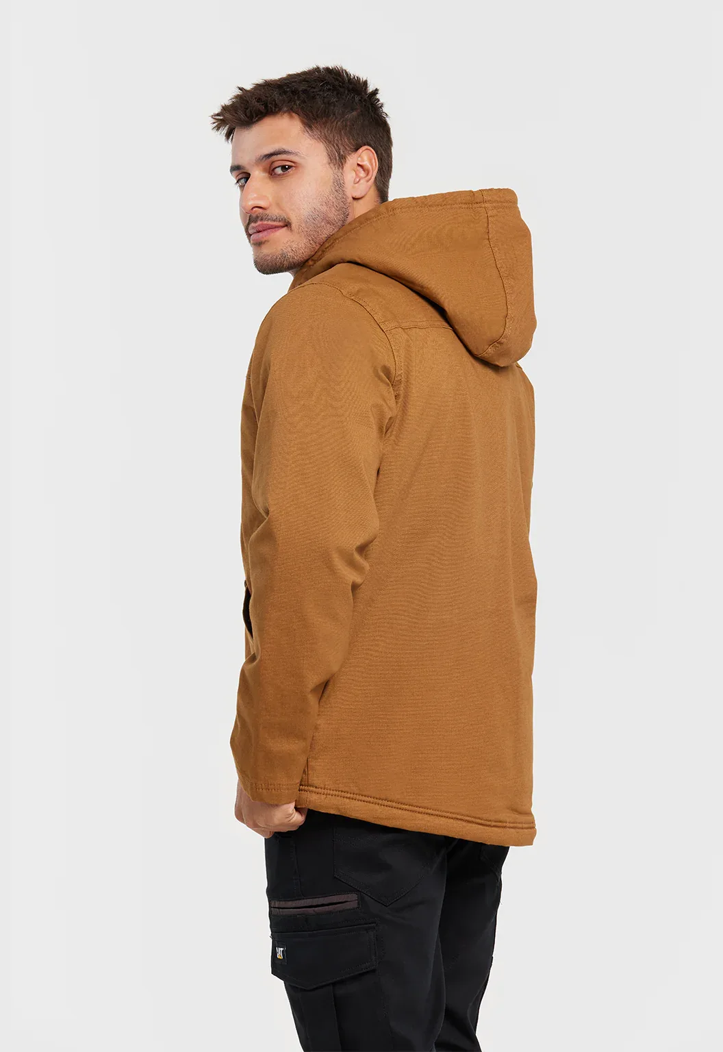 Hooded Sherpa Lined Jacket - Bronze - Image 3
