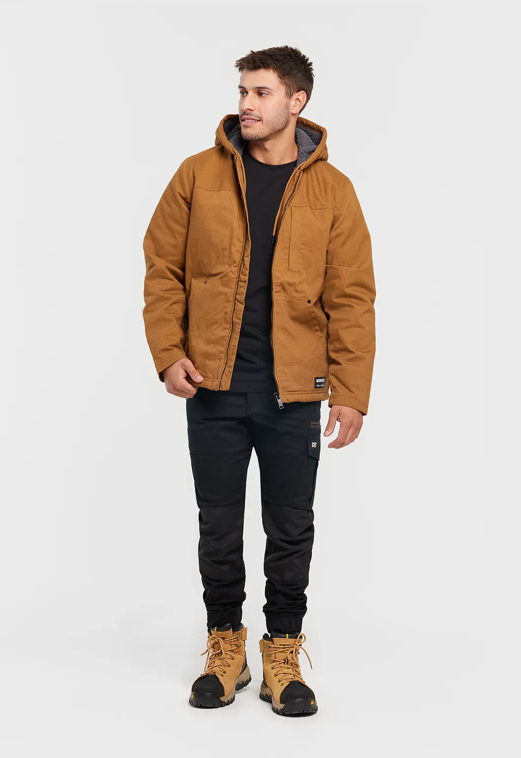 Hooded Sherpa Lined Jacket - Bronze - Image 6