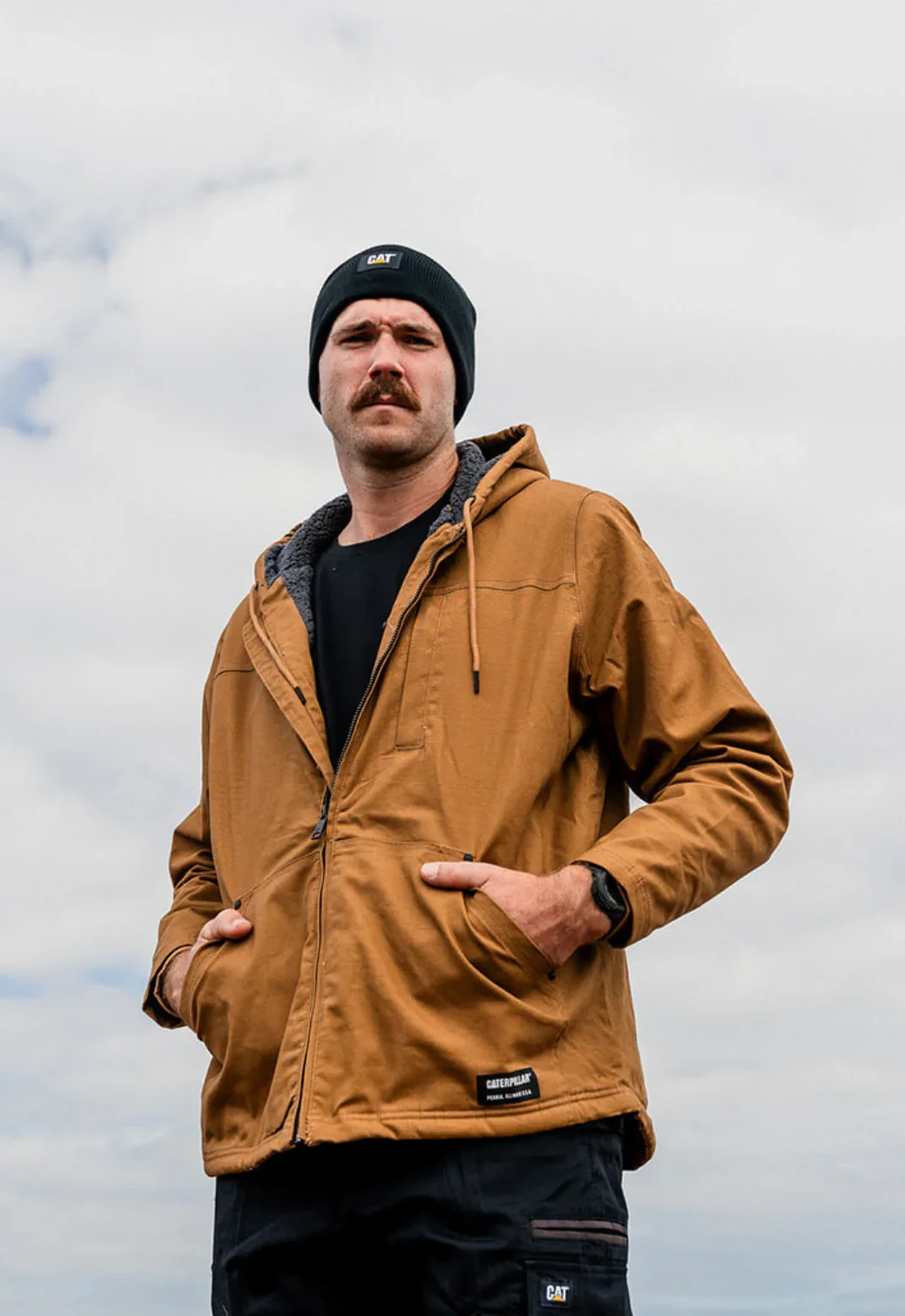 Hooded Sherpa Lined Jacket - Bronze - Image 7