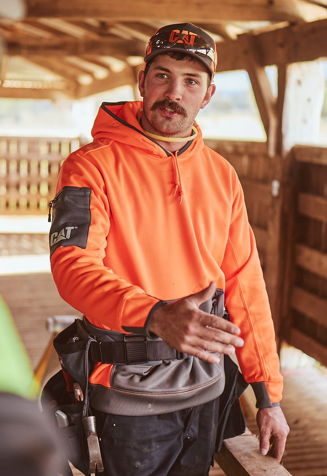 Impact Hooded Sweatshirt - HiVis Orange - Image 2