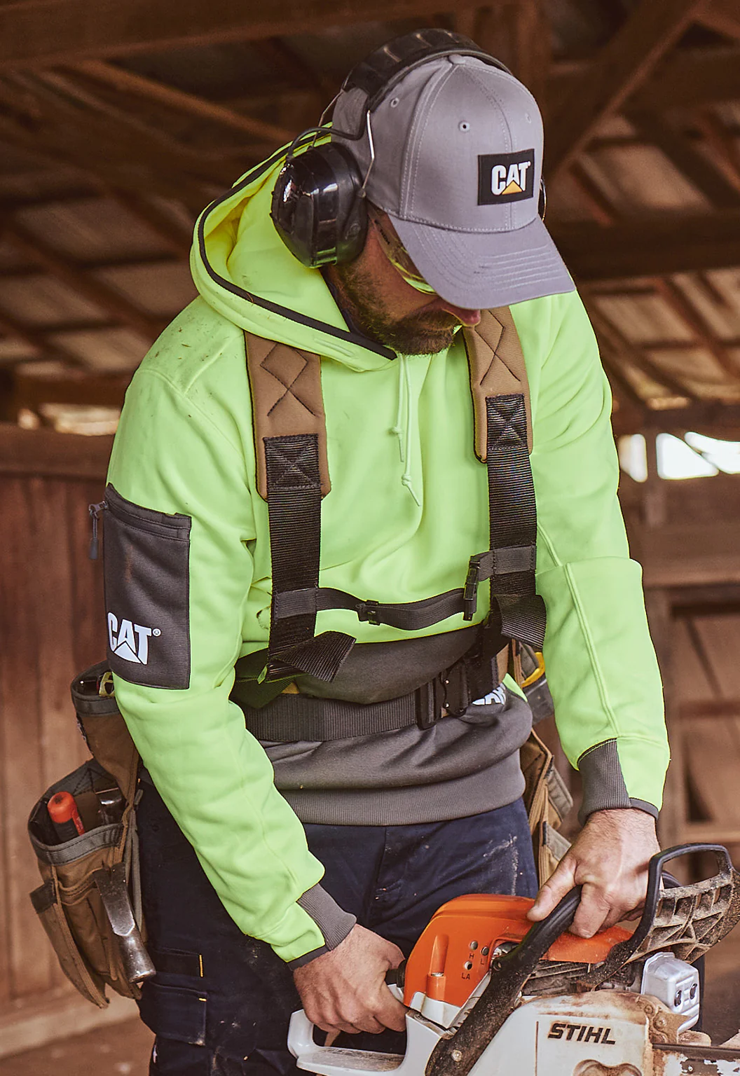 Impact Hooded Sweatshirt - HiVis Yellow - Image 2