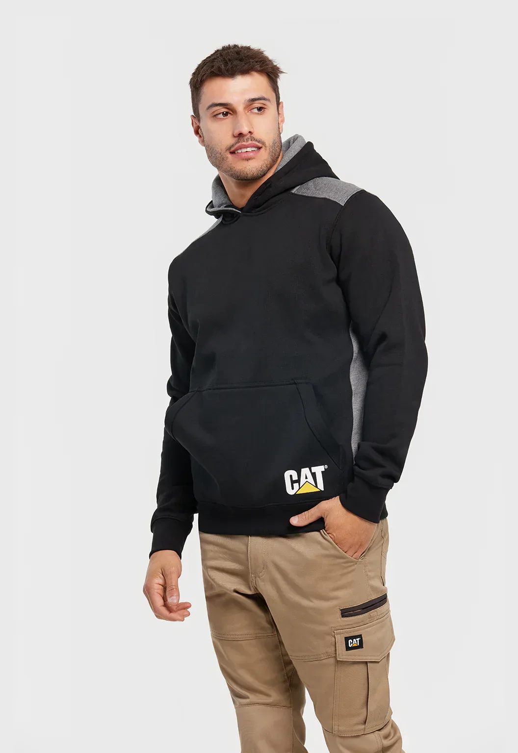 Logo Panel Hooded Sweatshirt - Black