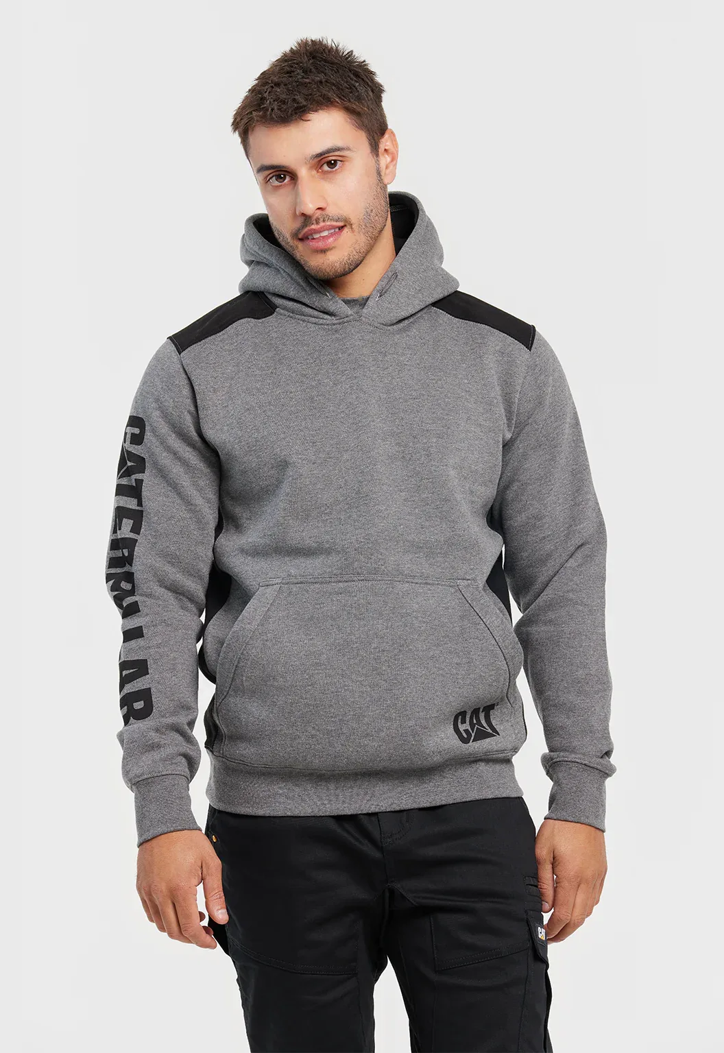 Logo Panel Hooded Sweatshirt - Dark Heather Grey
