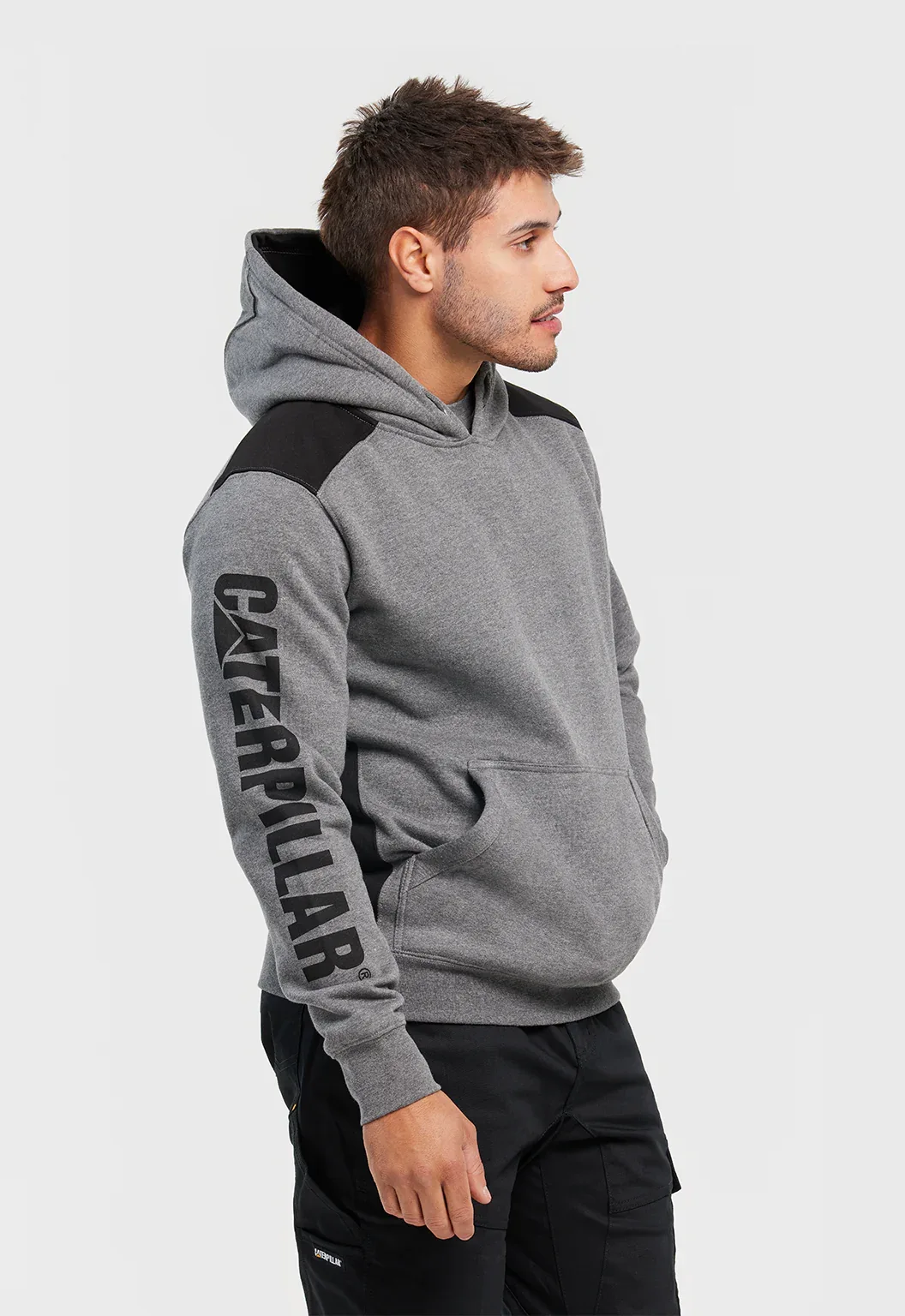 Logo Panel Hooded Sweatshirt - Dark Heather Grey - Image 3