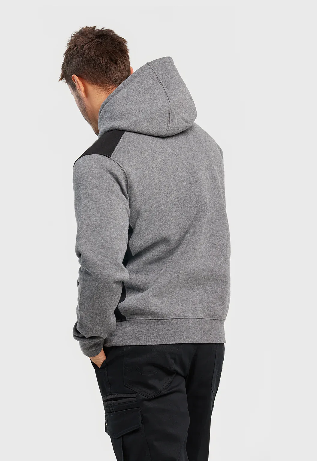 Logo Panel Hooded Sweatshirt - Dark Heather Grey - Image 4