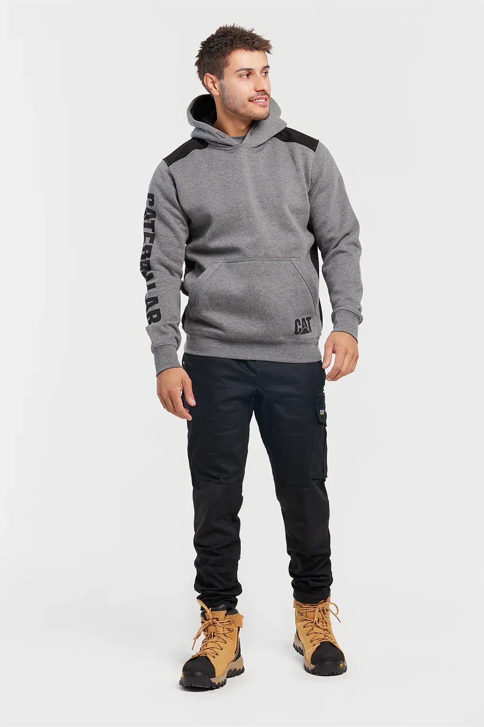 Logo Panel Hooded Sweatshirt - Dark Heather Grey - Image 5