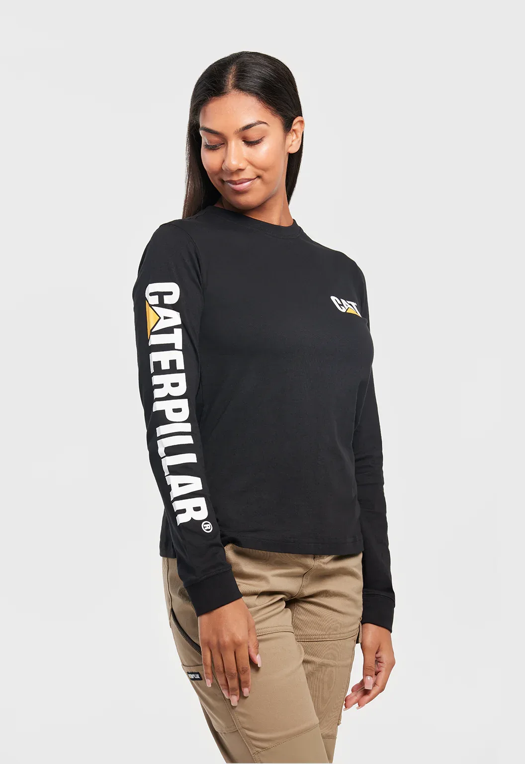 Womens Long Sleeve Trademark Banner Tee - Black - Image 5