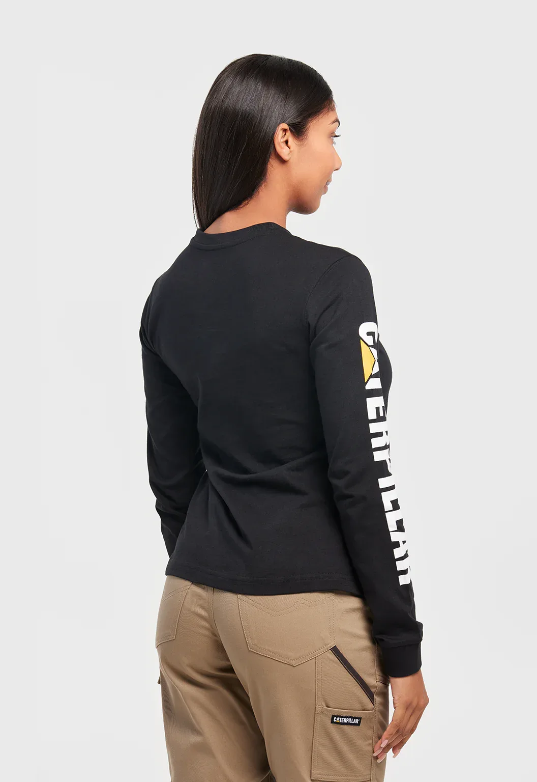 Womens Long Sleeve Trademark Banner Tee - Black - Image 6