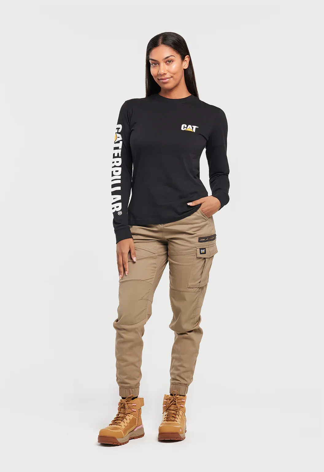 Womens Long Sleeve Trademark Banner Tee - Black - Image 7