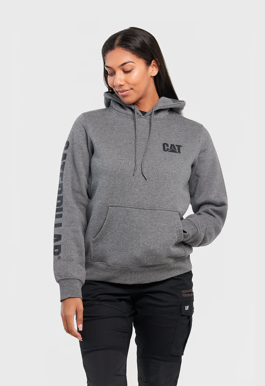 Womens Trademark Banner Hoodie - Dark Heather Grey